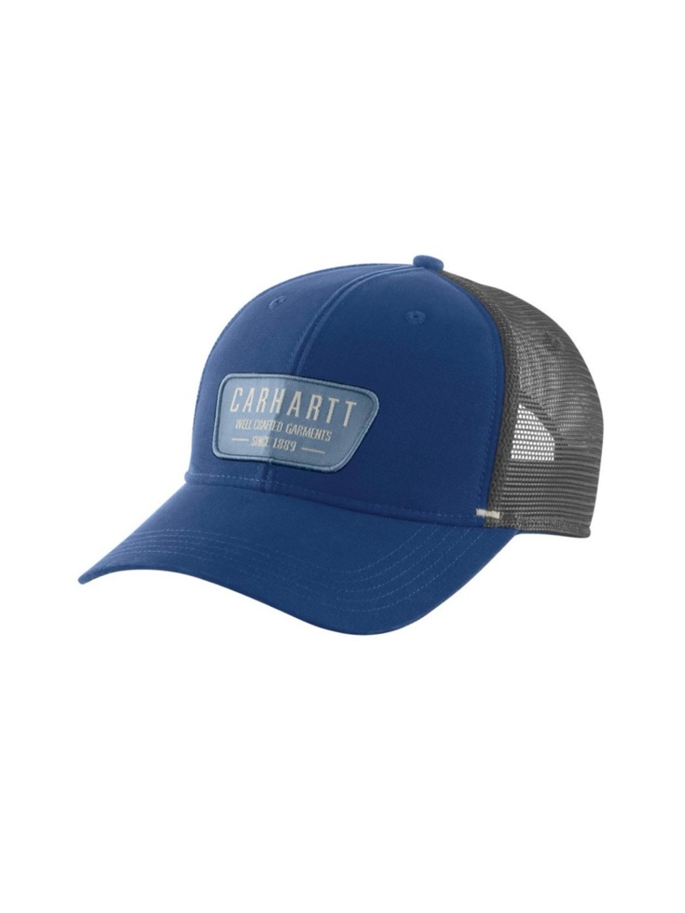 Carhartt Royal Blue Front Patch Trucker Hat with Gray Mesh